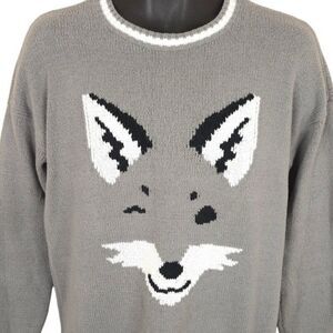 Winking Fox Sweater Womens Size Small Gray Hollister OVERSIZED
